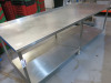 Stainless Steel Prep Table with Shelf Under on Castors. Size H84 x W250 x D82cm. - 2