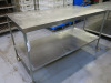 Stainless Steel Prep Table with Shelf Under on Castors. Size H91 x W160 x D79cm.