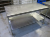 Stainless Steel Prep Table with Shelf Under on Castors. Size H91 x W160 x D79cm. - 2