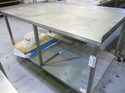 Stainless Steel Prep Table with Shelf Under on Castors. Size H93 x W180 x D110cm.