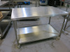 Stainless Steel Prep Table with Shelf Under on Castors. Size H83 x W120 x D70cm.