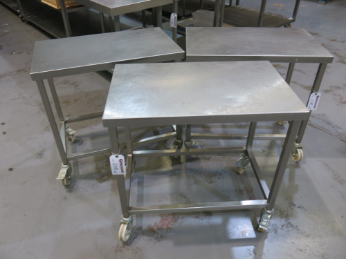 3 x Stainless Steel Mobile Prep Tables. Size H75 x W80 x D50cm.