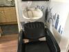 Hair Salon Back Wash Chair with Adjustable Seat, Ceramic Sink and Flexible Spray Unit. Black PVC Wipe Clean Seat & Back. - 2