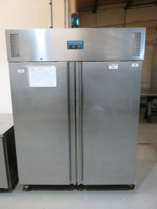 Polar 2 Door Stainless Steel Upright Fridge, Model U634, S/N 957883. Size H200 x W146 x D84cm.