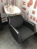 SEC Hair Salon Back Wash Chair with Adjustable Seat, Ceramic Sink and Flexible Spray Unit. Black PVC Wipe Clean Seat & Back.