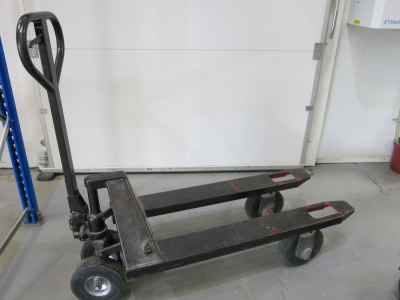 Adapted Pallet Truck with Large Wheels.