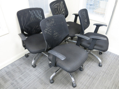 4 x Hopsack Black Mesh Back Office Chairs.