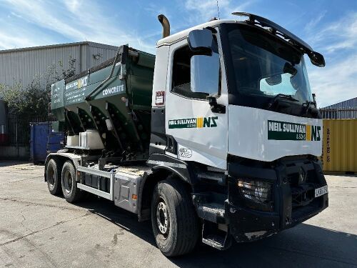 LK65 CFU: Renault C360, 8 Wheel Lorry with Omega Volumetric Concrete Mixer, 26,000kg Gross, Mileage 276,740km. Comes with Key, V5 & Document History Folder.