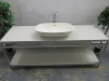 Free Standing Bathroom Vanity Unit with Shelf Under, in Highly Polished Light Grey with Metal Frame, Size H70 x W180 x D60cm. Comes with Vaschetta Appoggio D4R White Hand Basin & Dorn Bracht Mixer Lever Tap, Hand Basin Size W65 x D39cm. - 2