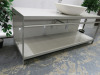 Free Standing Bathroom Vanity Unit with Shelf Under, in Highly Polished Light Grey with Metal Frame, Size H70 x W180 x D60cm. Comes with Vaschetta Appoggio D4R White Hand Basin & Dorn Bracht Mixer Lever Tap, Hand Basin Size W65 x D39cm. - 3