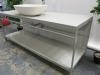 Free Standing Bathroom Vanity Unit with Shelf Under, in Highly Polished Light Grey with Metal Frame, Size H70 x W180 x D60cm. Comes with Vaschetta Appoggio D4R White Hand Basin & Dorn Bracht Mixer Lever Tap, Hand Basin Size W65 x D39cm. - 4