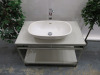 Free Standing Bathroom Vanity Unit with Shelf Under, in Highly Polished Light Grey with Metal Frame, Size H70 x W1054 x D60cm. Comes with Vaschetta Appoggio D4R White Hand Basin & Dorn Bracht Mixer Lever Tap, Hand Basin Size W65 x D39cm. - 2