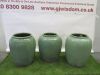 3 x Vintage Sage Glazed Ceramic Garden Pots, Size H72 x Dia 45cm.