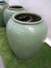 3 x Vintage Sage Glazed Ceramic Garden Pots, Size H72 x Dia 45cm. - 4