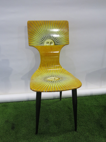 Fornasetti Sole Hand Made Chair-Orange, Number 11 of 40, Dated 1993.