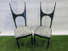 Vintage Pair Of Pozzi & Verga Side Chairs Circa 1940 in Black Ebonised Wood with Faux Fur Upholstered Seats. - 2