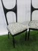 Vintage Pair Of Pozzi & Verga Side Chairs Circa 1940 in Black Ebonised Wood with Faux Fur Upholstered Seats. - 3