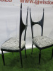 Vintage Pair Of Pozzi & Verga Side Chairs Circa 1940 in Black Ebonised Wood with Faux Fur Upholstered Seats. - 4