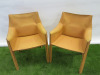 Vintage Pair of Mario Bellini Cassini Cab 413 Tan Leather Armchairs. - 2