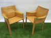 Vintage Pair of Mario Bellini Cassini Cab 413 Tan Leather Armchairs. - 3