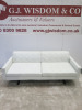 Hand Made Poltrona Frau Divano 2 Seater Kennedee Modular Sofa in White Leather. Hand Sewn X Motif & Steel Feet in Gun Metal Finish. Size H68 x W194 x W90cm.