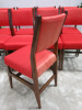 10 x Solid Wood & Varnished Frame Dining Chairs Upholstered in Red Fabric. - 4