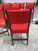 10 x Solid Wood & Varnished Frame Dining Chairs Upholstered in Red Fabric. - 5