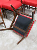 10 x Solid Wood & Varnished Frame Dining Chairs Upholstered in Red Fabric. - 6