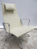 Vitra Eames EA124 Office Chair in Parchment/Cream Woollen Fabric with High Back Rest, Head Cushion on Aluminium Frame. - 4