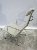 Vitra Eames EA124 Office Chair in Parchment/Cream Woollen Fabric with High Back Rest, Head Cushion on Aluminium Frame. - 7