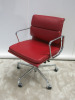 Charles Eames by Vitra EA217 Soft Pad Polished Aluminium Red Leather Iconic Office Swivel Chair.