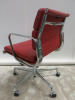 Charles Eames by Vitra EA217 Soft Pad Polished Aluminium Red Leather Iconic Office Swivel Chair. - 4