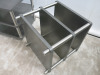 Pair of Matching Heavy Side Tables with Metal Effect Tops & 2 Shelves Under on Brushed Metal Feet. Size H62 x W60 x D60cm. - 5