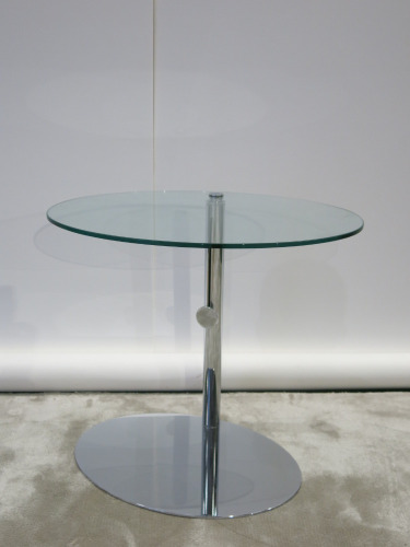 Porada Chrome & Glass Lamp Table. Height Adjustable, Dia 51cm.