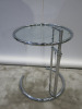 Chrome & Glass Lamp Table. Height Adjustable, Dia 51cm. - 4