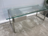 Patric Maffei 1970's Vintage Desk in Brushed Stainless Steel & Grey Smoked Glass Desk. Size H73 x W200 x D75cm. NOTE: glass top chipped in 2 corners (As Viewed/Pictured). - 4