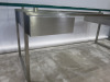 Patric Maffei 1970's Vintage Desk in Brushed Stainless Steel & Grey Smoked Glass Desk. Size H73 x W200 x D75cm. NOTE: glass top chipped in 2 corners (As Viewed/Pictured). - 5