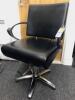 Chrome Framed Hair Stylists, Pump Up, Swivel Chair in Black PVC (Missing Feet)