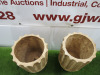 Pair of Carved Wood Dried Flower Vases or Umbrella Stands, Size H54 x Dia 30cm. - 3