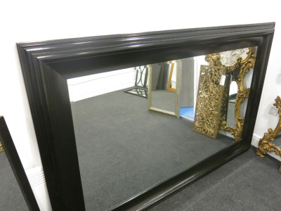 India Jane Large Piano Black Framed Bevel Edged Mirror. Size 220 x 143cm.