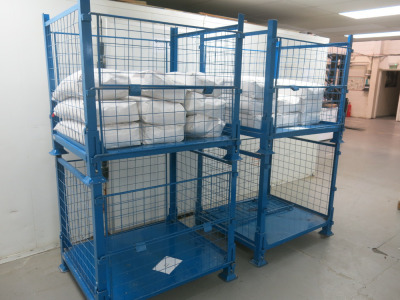 4 x Stackable Collapsible Palletower Box & Cage Stillages in Blue with Half Drop Gate, Size H83 x 115 x 83cm. NOTE: stock not included.