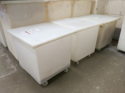 3 x Mobile Ingredient Bins with Lids, Size H45 x W42 x D42cm