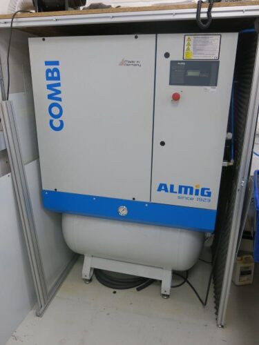 Almig Combi Air Screw Compressor on Receiver Tank, Model 8-8, Production Number F1201603/S0018429, S/N 217.11910-112014780, Year 2012. Run Time 722hrs (TBC), 3 Phase