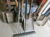 Selection of Ground Work Tools to Include: 4 x Shovels, 3 x Short Trenching Shovels, 2 x Long Handled Trenching Shovels, 2 x Large Post Shovels, 1 x Fork & 1 x Rack. - 4