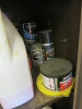 2 Door Metal Cabinet Containing Line Marker Aerosols, Various Spray Items and Oil Cans. - 7