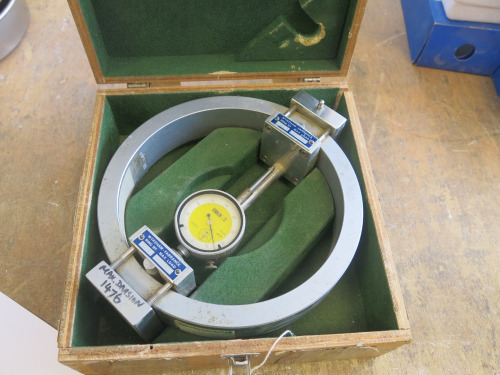 Wykham & Farrance 50KN Load Ring with Clamped Boss and Dial Gauge in Wood Box.