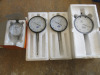 4 x Assorted Dial Gauges 12mm x 0.002mm, 50mm x 0.01mm.