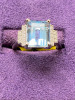 18ct White Gold with Aqua Marine (3.5ct) and Diamond Shoulder Stones, Ring Size L. RRP £4800. - 2