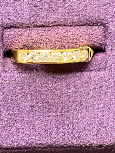 18ct Yellow Gold & Diamond (.30ct) Half Eternity Ring. Size M. RRP £2175.