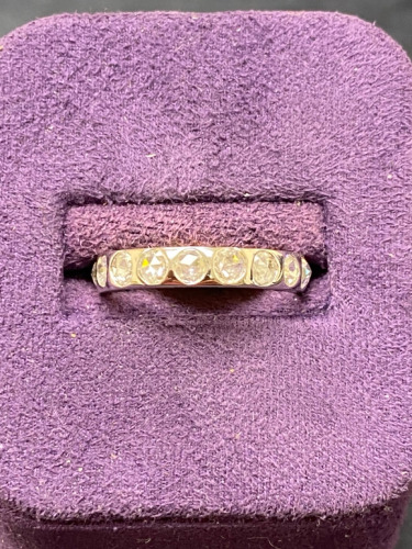 White Metal & Rose Cut Diamond .3ct) Full Eternity Ring. Size M. RRP £2400.